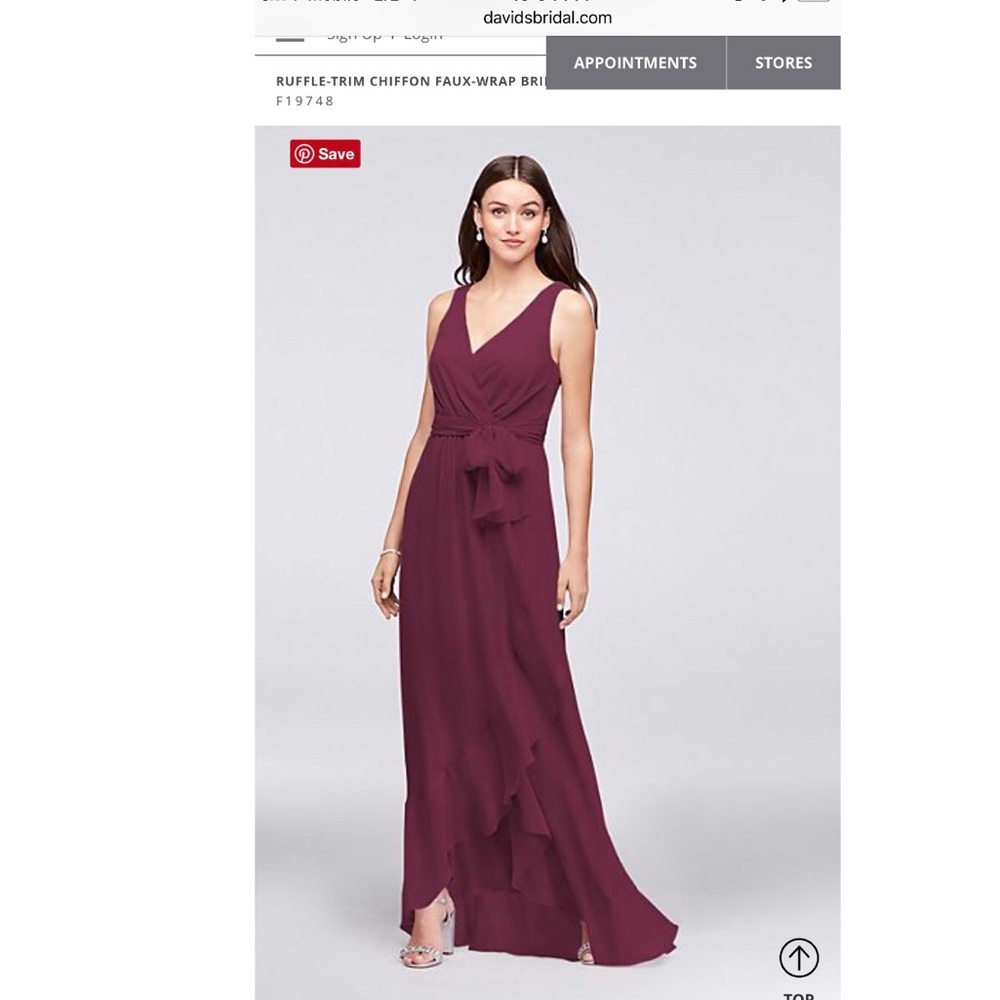 Ruffle-Trim Chiffon Faux-Wrap Bridesmaid Dress